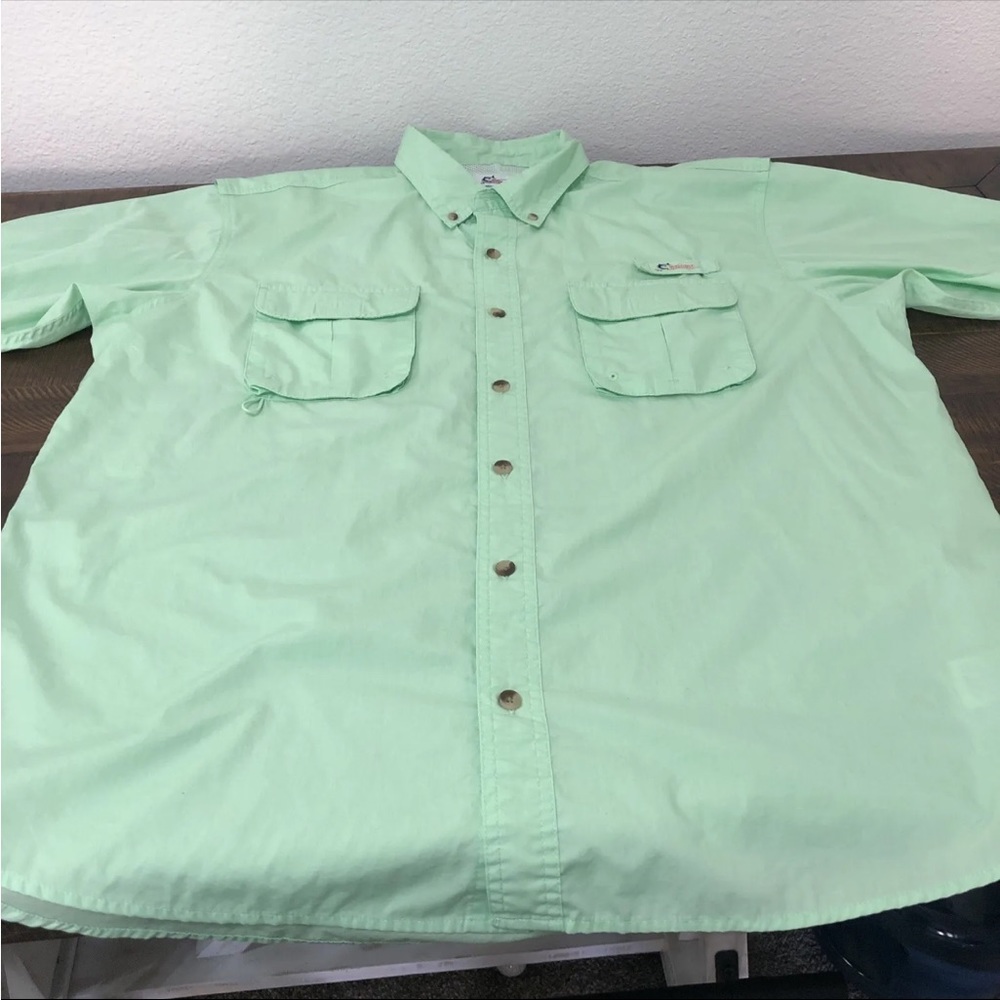 World Wide Sportsman Fishing Shirt Men’s XL Vented Button Up Short Sleeve Green